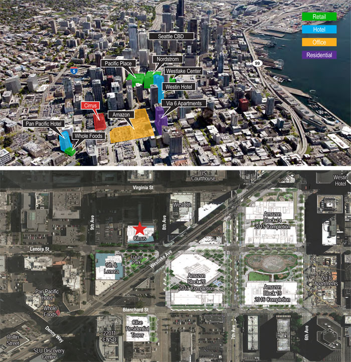 seattle south lake union map cirrus tower