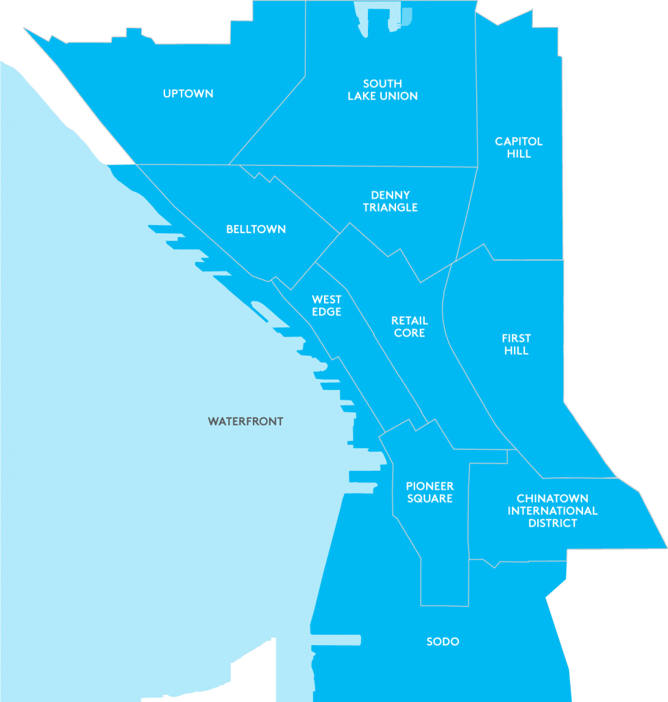 The DSA covers a collection of 12 unique neighborhoods comprising downtown Seattle.