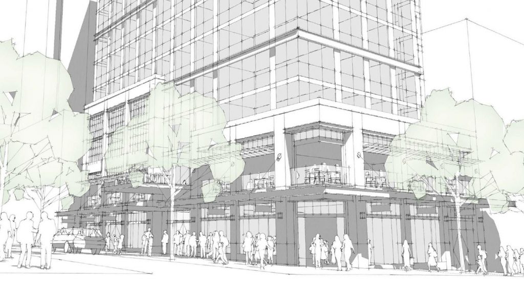 Plans for 103 Pike call for the construction of a 14-story hotel with 121 rooms, 5 residential units, and commercial space on the first and second levels